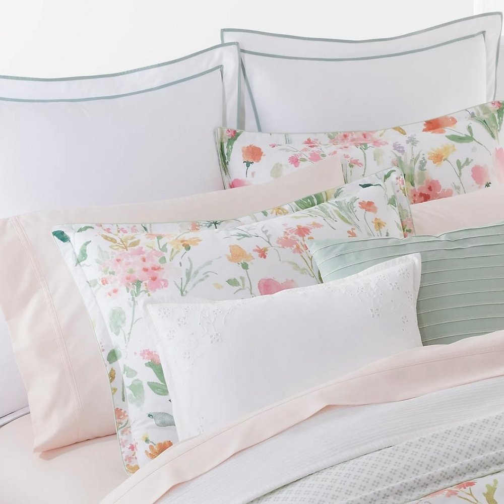 Lauren Ralph Lauren Spencer Sateen Border Euro Sham in White Sage Set of 2